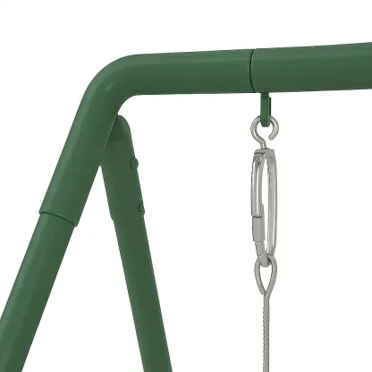 Balançoires métal siège unique vert beige structure acier 160x145x190 cm