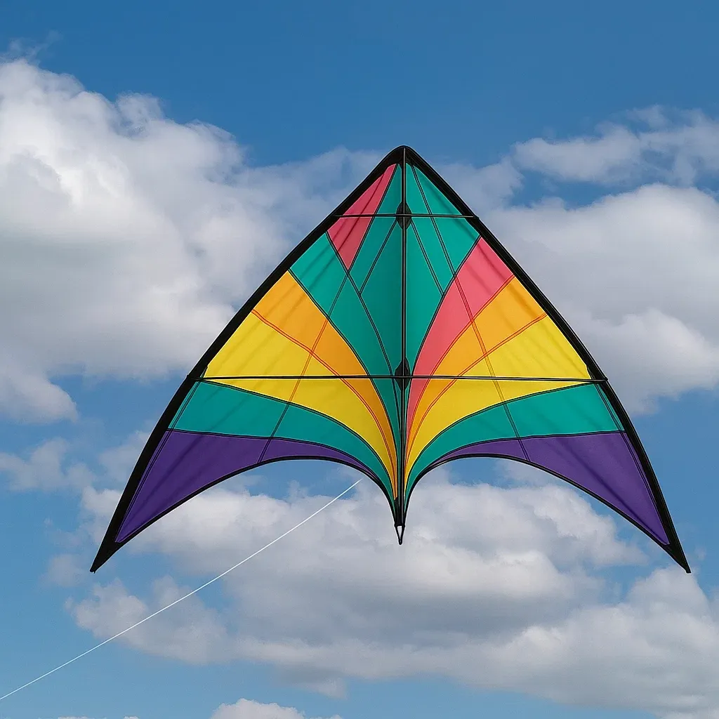 Cerf-volant acrobatique 2 lignes multicolore – Voile en polyester, structure fibre de verre, 150 cm