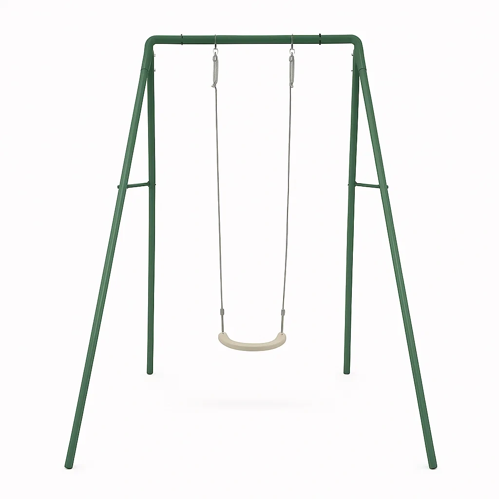 Balançoires métal siège unique vert beige structure acier 160x145x190 cm