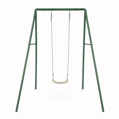 Balançoires métal siège unique vert beige structure acier 160x145x190 cm