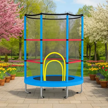 Trampolines 140x190 cm bleu/jaune/rouge extérieur pour enfants