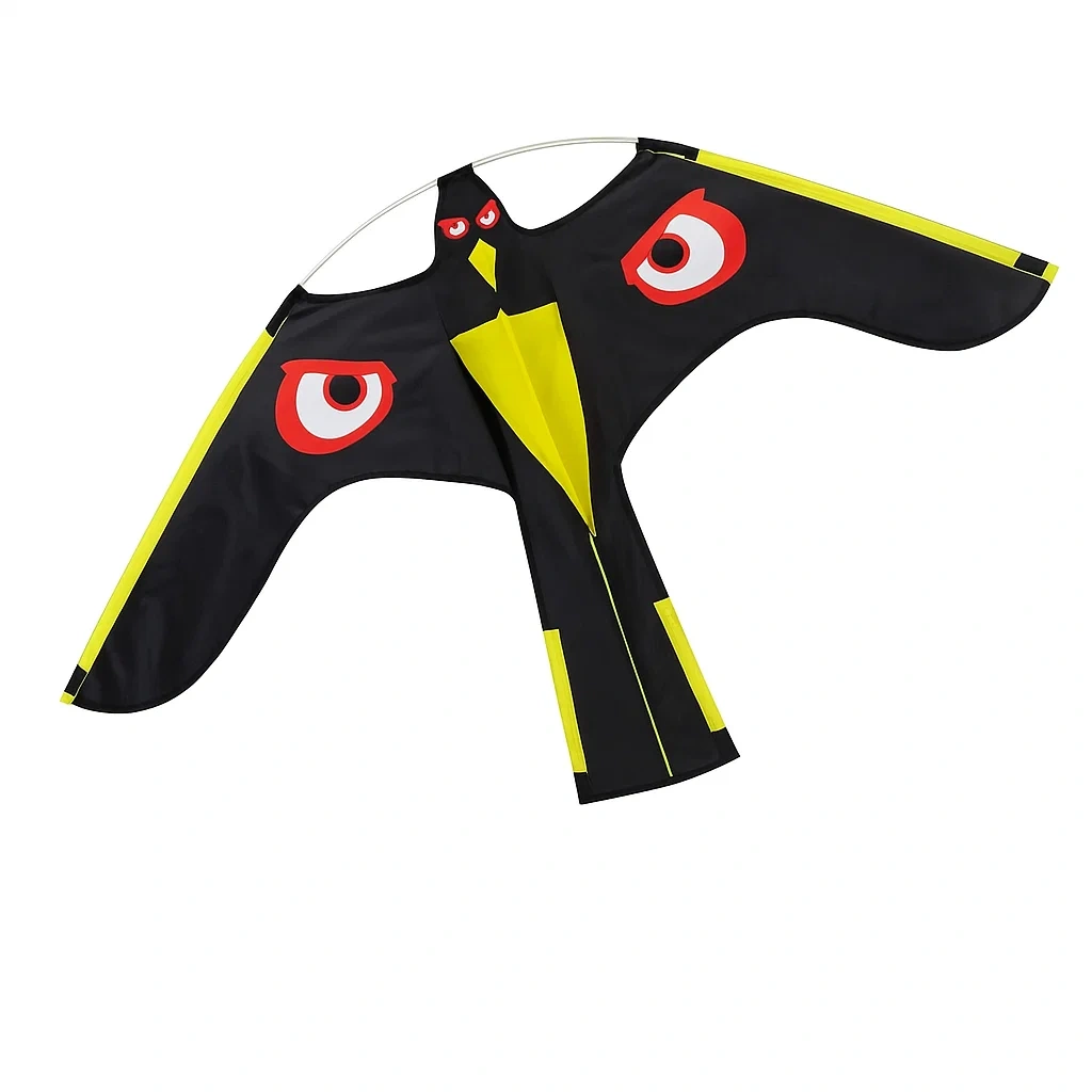 Cerf-volant monofil en forme d’aigle noir – Voile en polyester, structure fibre de verre, 130 cm