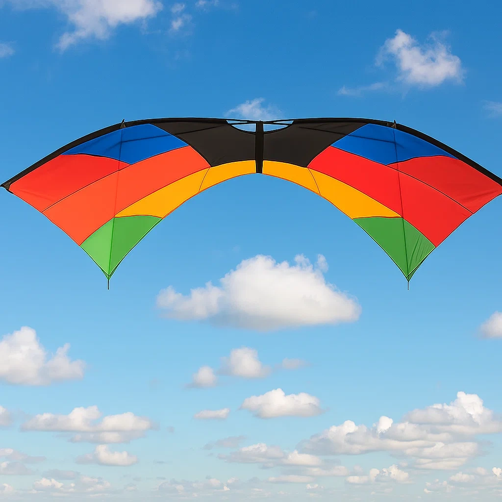 Cerf-volant acrobatique 2 lignes multicolore - Forme delta incurvée 230 cm