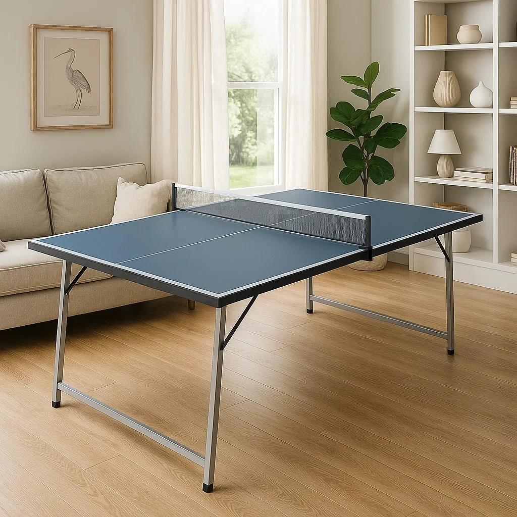 Table de tennis de table intérieure pliable bleue - Plateau 12 mm, cadre en acier, 183x91x76 cm