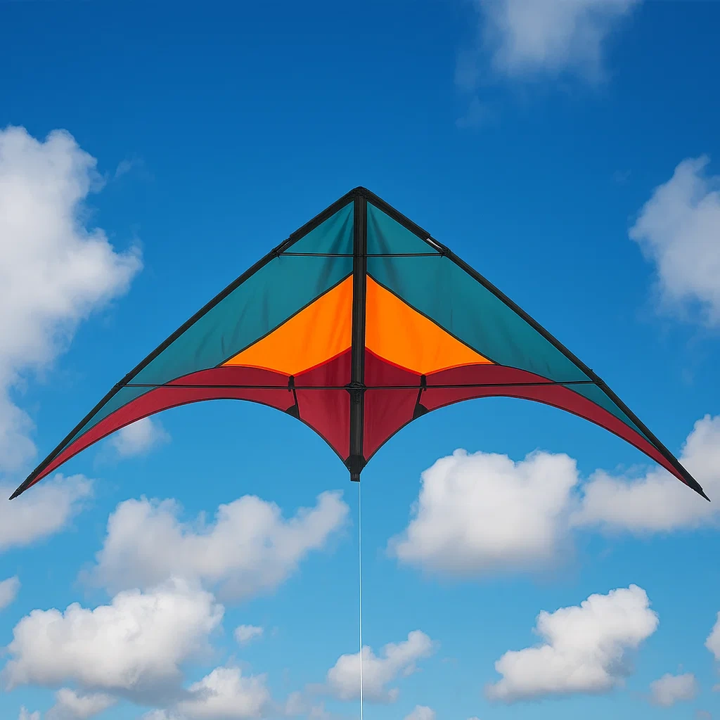 Cerfs-volants delta 120x240 cm rouge orange bleu nylon armature fibre de verre