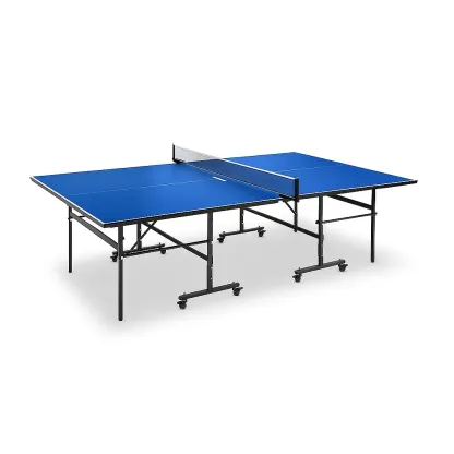 Table de tennis de table intérieure pliable bleue - Plateau 15 mm, cadre en acier, 274x152x76 cm