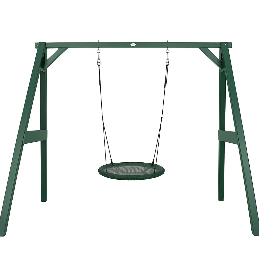 Portique en métal avec balançoire nid d’oiseau – Vert foncé – 170x190x195 cm