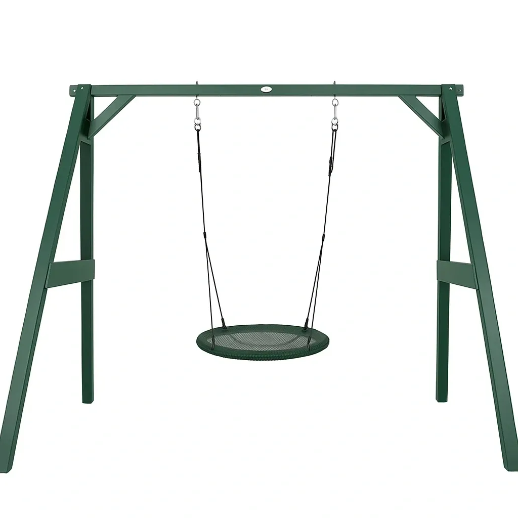 Portique en métal avec balançoire nid d’oiseau – Vert foncé – 170x190x195 cm