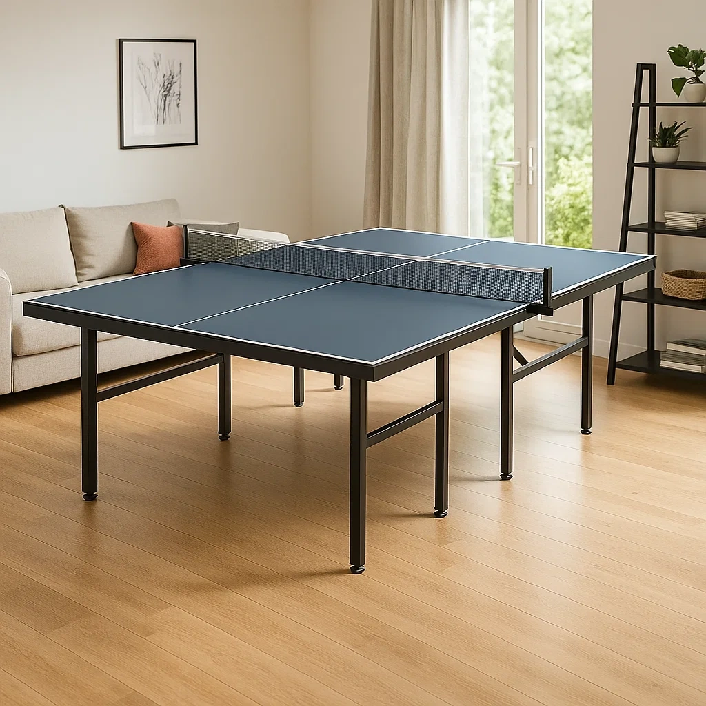Table de tennis de table intérieure pliable bleue - Plateau 15 mm, cadre en acier, 274x152x76 cm