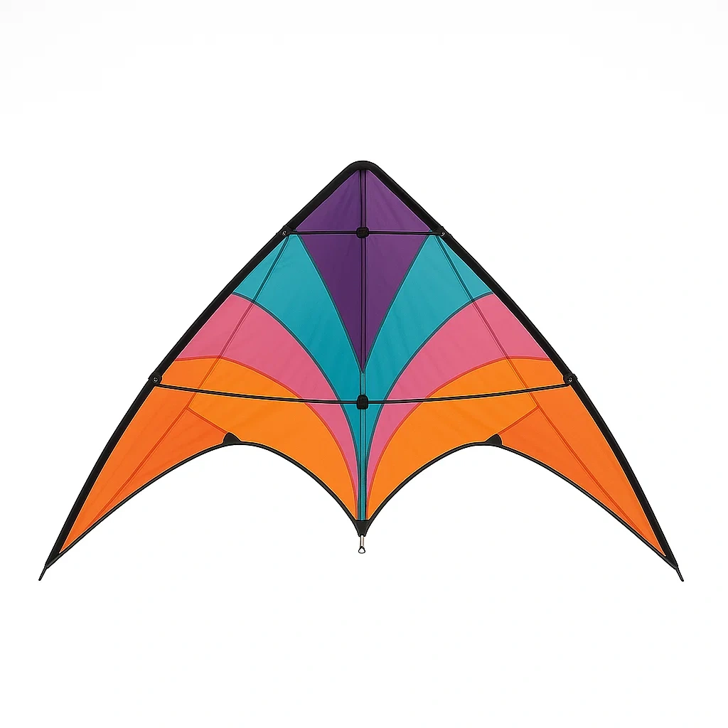 Cerf-volant acrobatique 2 lignes multicolore - Voile en polyester, structure fibre de verre, 135 cm