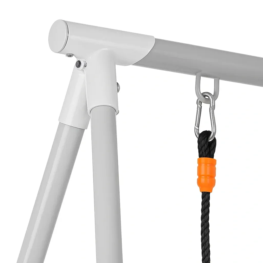 Balançoires en métal 160x145x180 orange gris structure acier avec siège suspendu