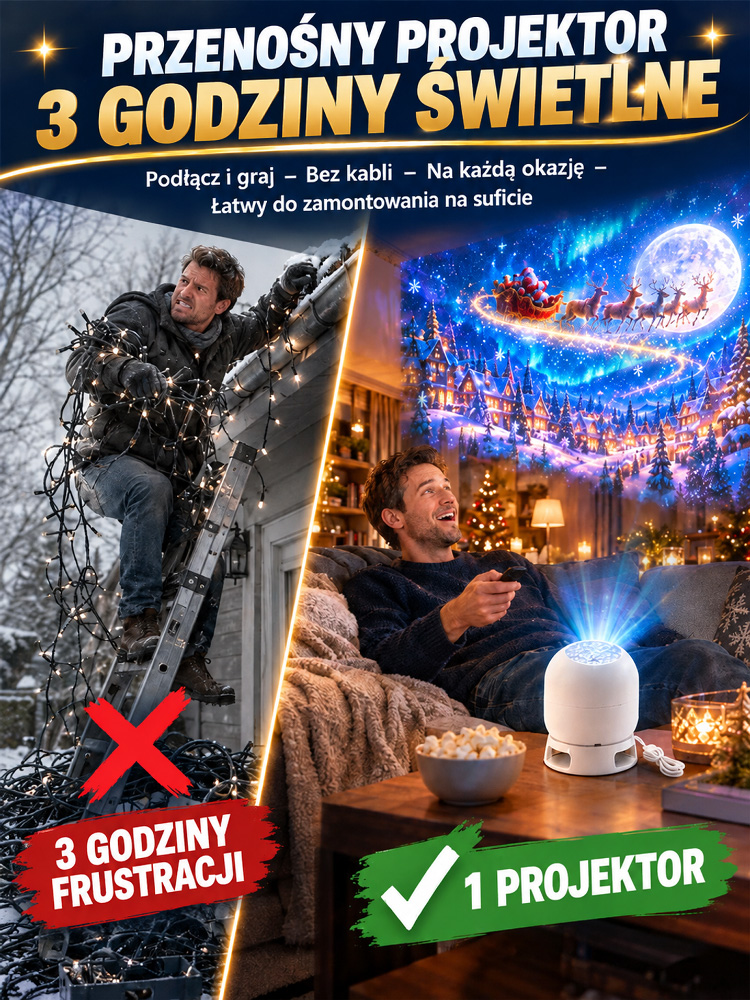 Projektor świątecznej atmosfery do wnętrz