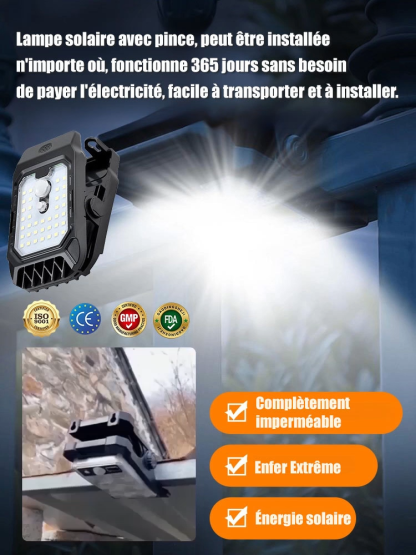 Lampe de clôture solaire avec capteur, Peut être placé n'importe où, illumine instantanément votre espace. 