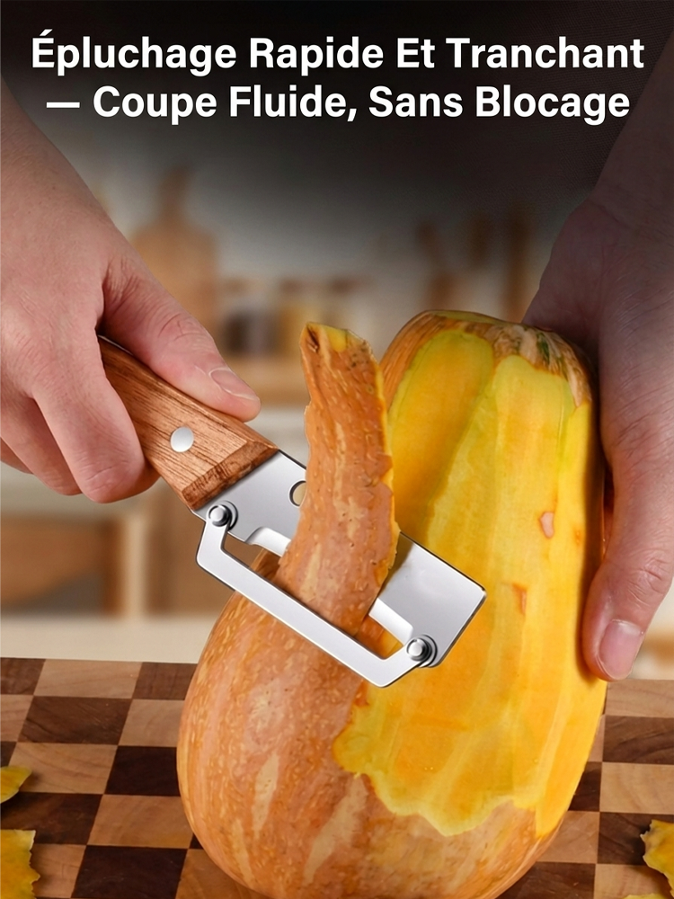 Profitez de -20% sur l'éplucheur en titane haut de gamme certifié par les chefs. Épluchez, tranchez et râpez en un clin d'œil. Qualité suisse premium avec manche en bois. Un ustensile compact pour une cuisine saine et rapide. 
