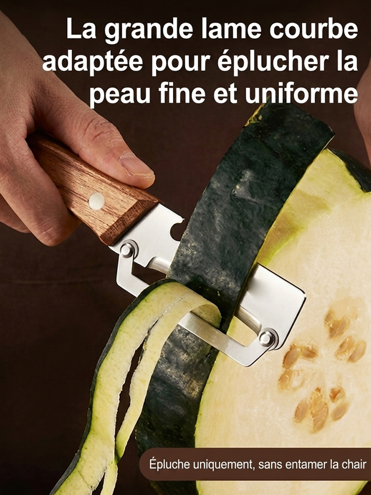 Profitez de -20% sur l'éplucheur en titane haut de gamme certifié par les chefs. Épluchez, tranchez et râpez en un clin d'œil. Qualité suisse premium avec manche en bois. Un ustensile compact pour une cuisine saine et rapide. 