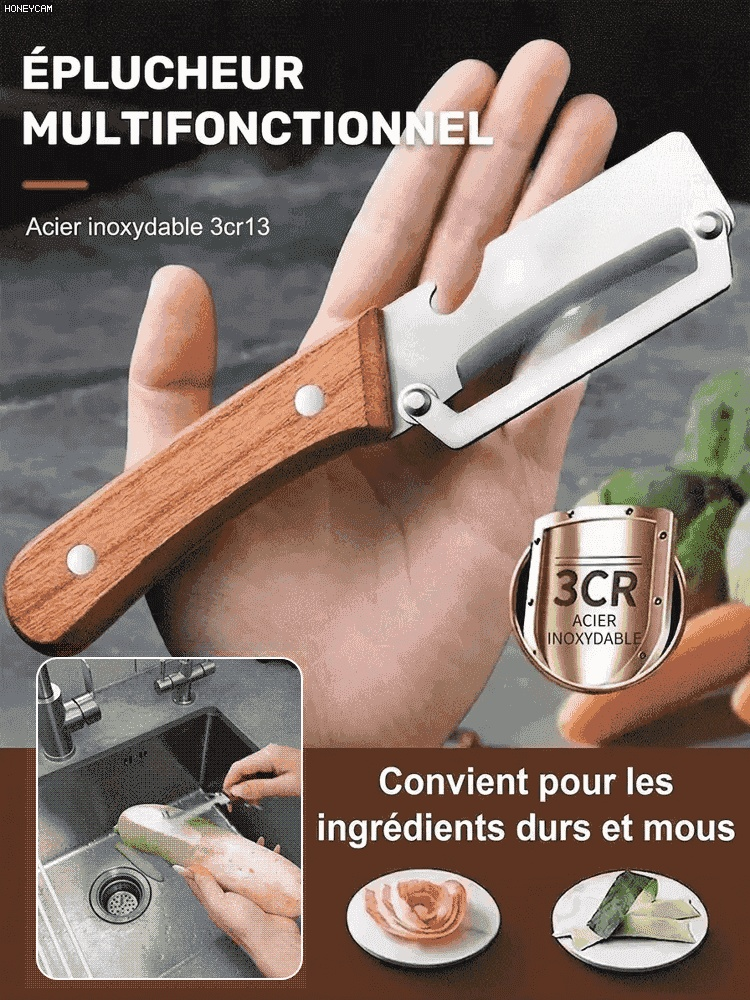 Grand éplucheur multifonction en acier inoxydable