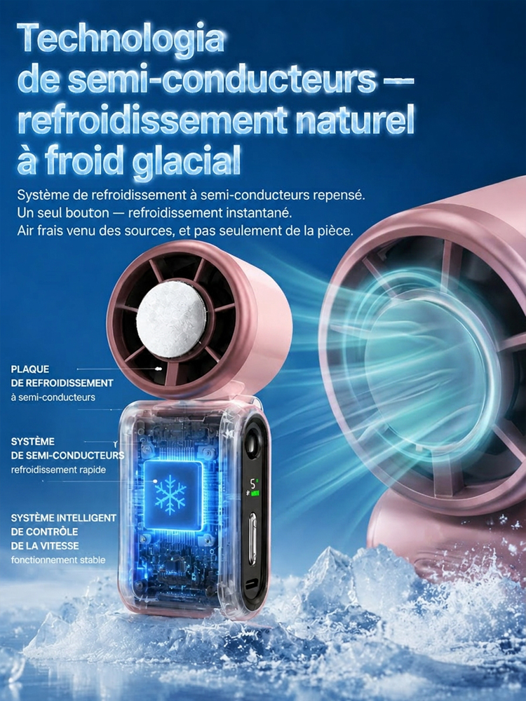 【Oubliez la canicule】Ventilateur portable mini avec refroidissement et orientation réglable