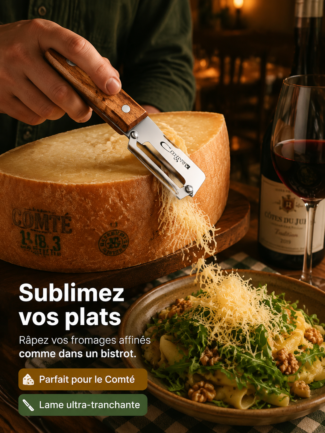 Profitez de -20% sur l'éplucheur en titane haut de gamme certifié par les chefs. Épluchez, tranchez et râpez en un clin d'œil. Qualité suisse premium avec manche en bois. Un ustensile compact pour une cuisine saine et rapide. 