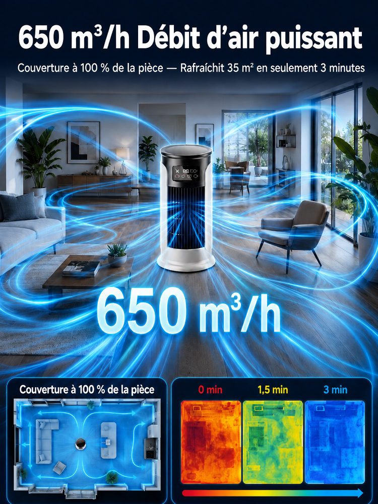 Climatiseur domestique à refroidissement ultra-rapide! Fraîcheur Instantanée: Votre Climatisation Mobile Sans Travaux! 