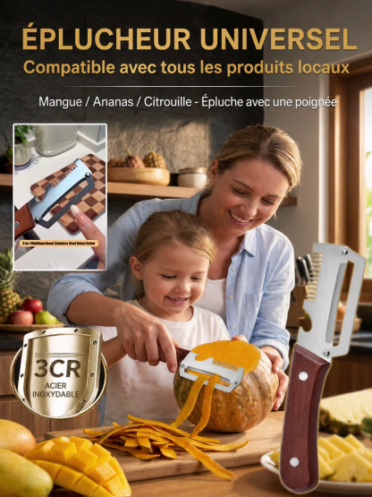 Coupe-oignon multifonction 3-en-1 en acier inoxydable