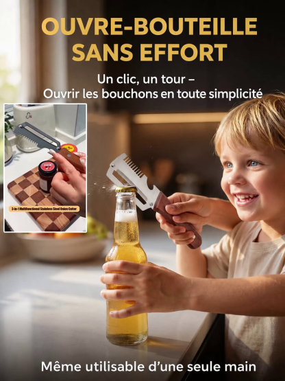 Coupe-oignon multifonction 3-en-1 en acier inoxydable