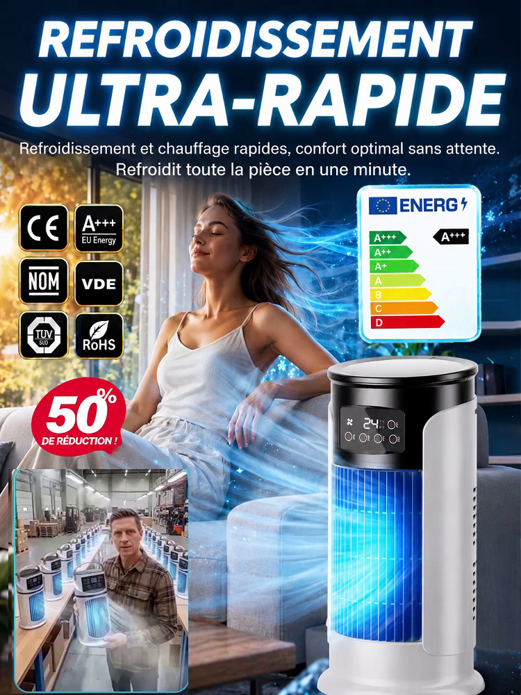 Climatiseur domestique à refroidissement ultra-rapide! Fraîcheur Instantanée: Votre Climatisation Mobile Sans Travaux! 