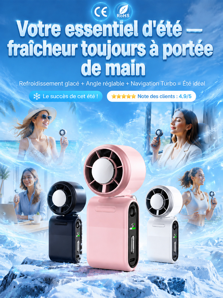【Oubliez la canicule】Ventilateur portable mini avec refroidissement et orientation réglable