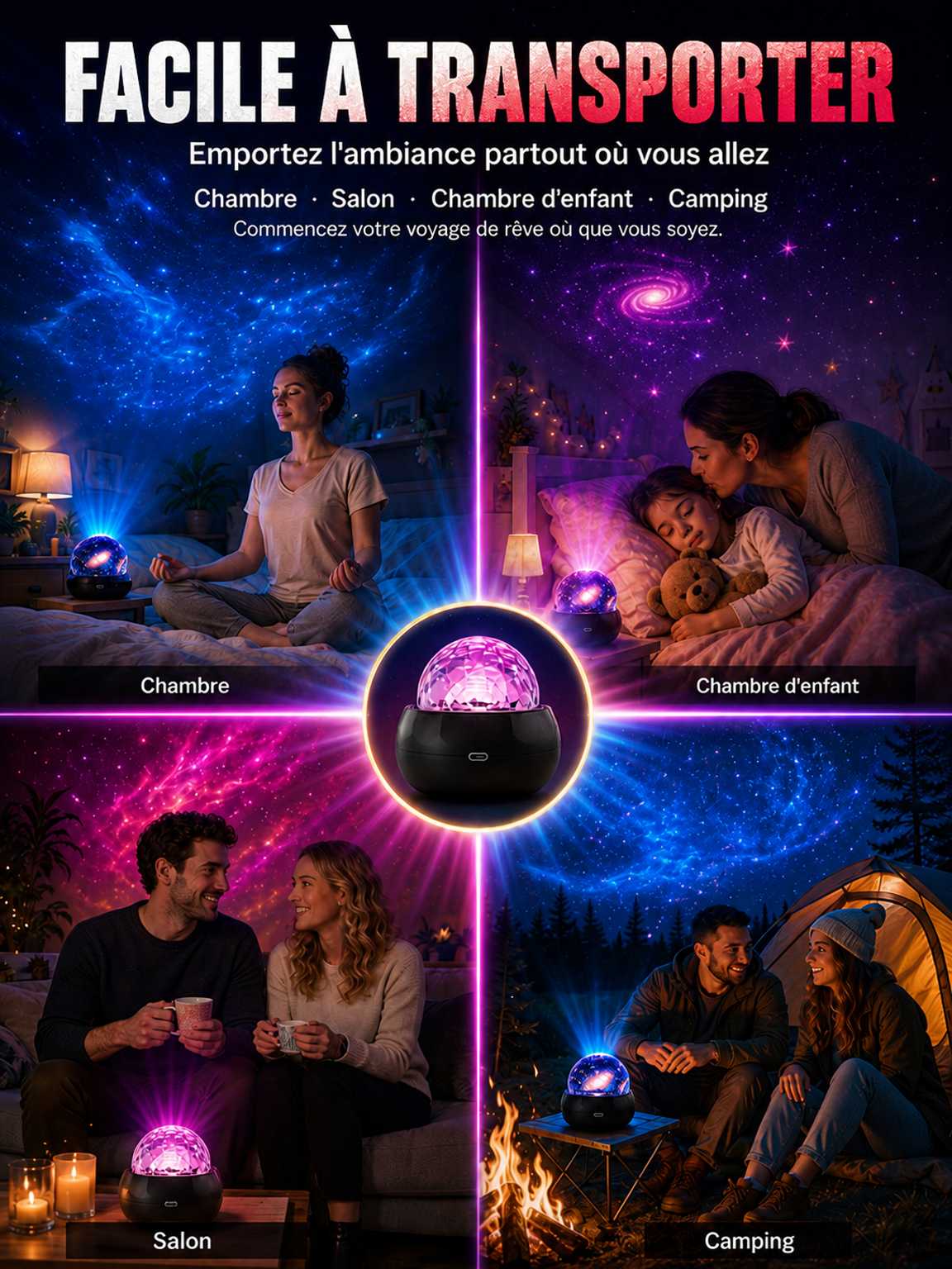 Projecteur Holographique 5D & 4K UHD – Transformez Votre Chambre ou Voiture en Un Univers Féerique!
