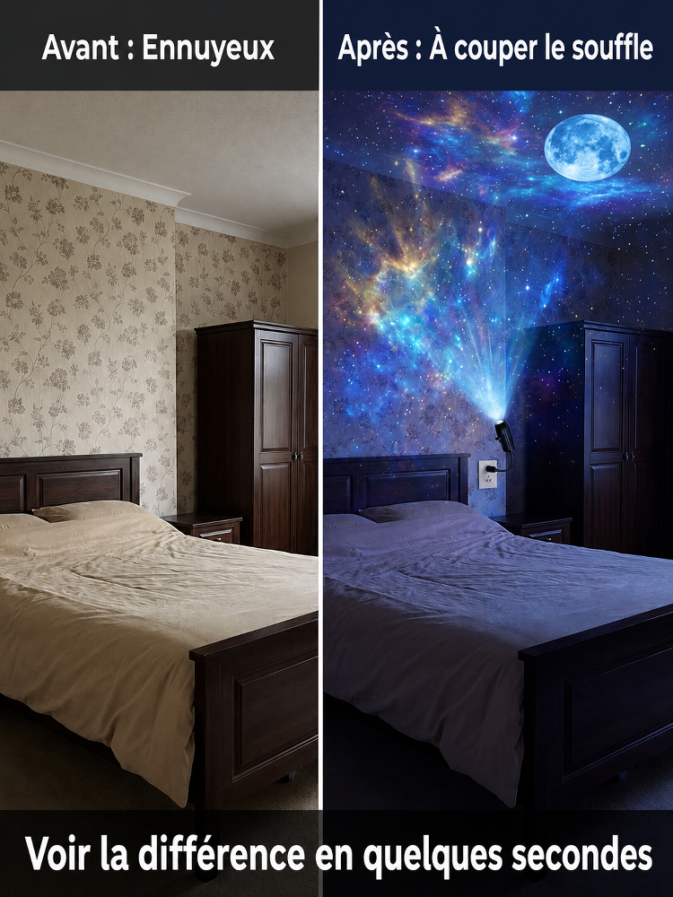 Nouveautés: -50%! LED ambiance lampe de projection à lamelles interchangeables! 15 ambiances étoilées au choix.