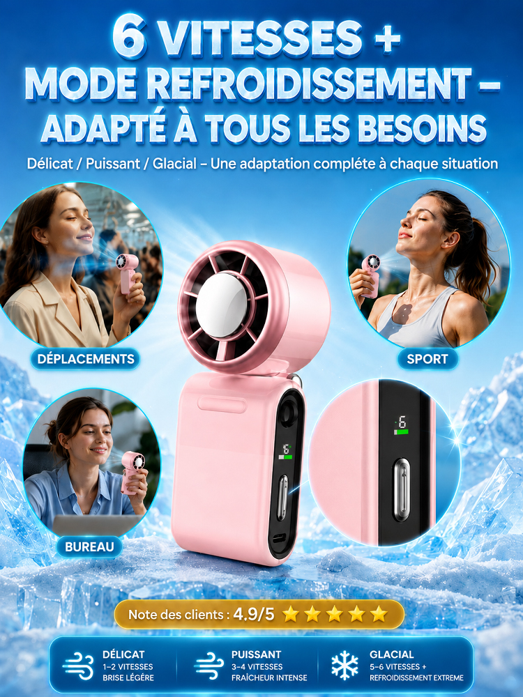 【Oubliez la canicule】Ventilateur portable mini avec refroidissement et orientation réglable