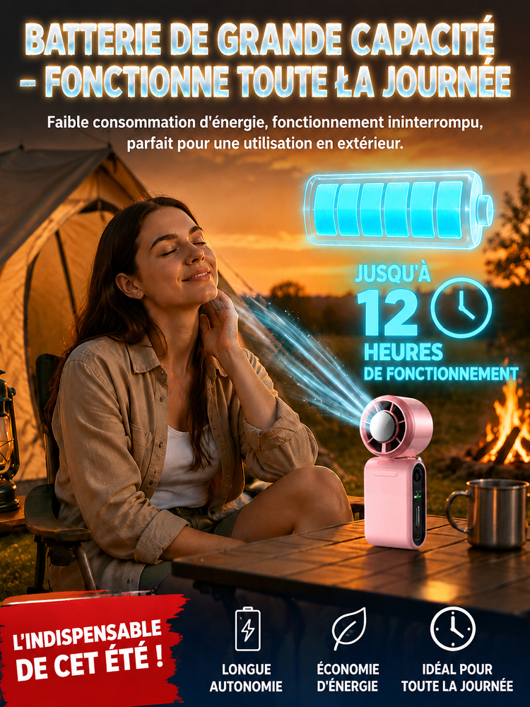 【Oubliez la canicule】Ventilateur portable mini avec refroidissement et orientation réglable