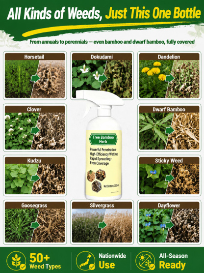 Nano-Diffusion Root-Killing Herbicide Spray – Pro Approved 5-Sec Deep Penetration, Rain-Proof Formula – Midnight Blowout Sale!