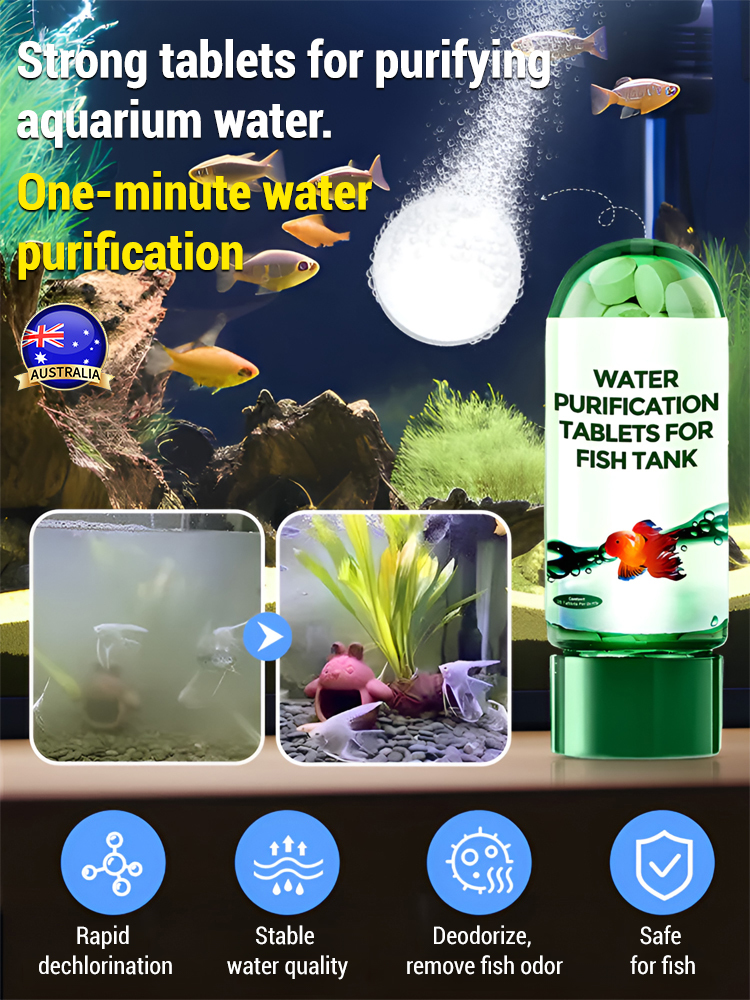 1-Minute Fast Water Purification – Turns Murky to Crystal Clear⏱️ [One-Minute Water Purification] Powerful Aquarium Water Clarifying Tablets🧪 Polymer Technology – Powerful Chlorine & Algae Removal