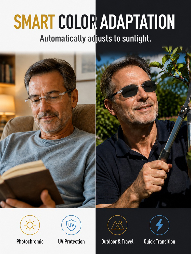 COSME DECORTE German Optical Precision 0.01s Auto-Focus Reading Glasses - Progressive 3-Zone Multifocal & Sun-Adaptive Blue Light Blocking Lenses - MIDNIGHT FLASH CLEARANCE SALE 🚨
