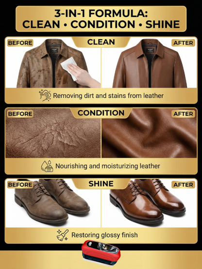 Buy 1 get 1 free 🔥Buy 2 get 2 free🔥[A helpful tool for repairing leather goods at home] Genuine leather care and cleaning wipe✨ One Wipe Renewal – Bring Old Leather Back to Life🛡️ Nourish + Repair + Protect – One Bottle Solves All Leather Issues