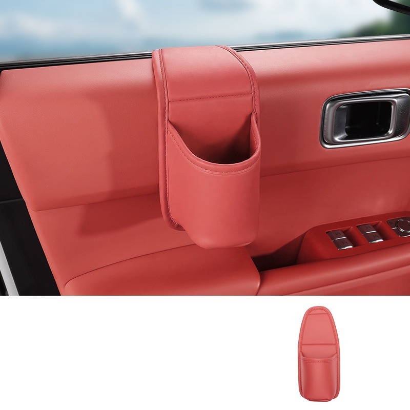Anti-Wobble Premium Leather Car Door Storage Pocket & Cup Holder - Tested 80 MPH No-Noise Stability - Fits 30oz Tumblers & Phones Without Blocking Window Controls - Ultimate Drive Clear Clearance Sale