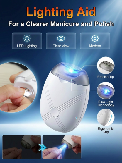No More Accidental Cuts! Safe & Gentle Nail Care at Home 🛡️Salon-Perfect Nails in Seconds with Zero Effort 💅Ultra-Quiet Trimming with LED Light for Perfect Precision 🌙