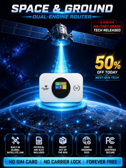 Military-Grade Space & Ground Dual-Engine Satellite WiFi6 Router – 500+ Mbps Speed with Zero Monthly Fees (Today 50% OFF Clearance)