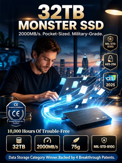 32TB Monster Portable SSD – 2000MB/s Military-Grade Pocket Hard Drive & Award Winner (Final Inventory Blowout)