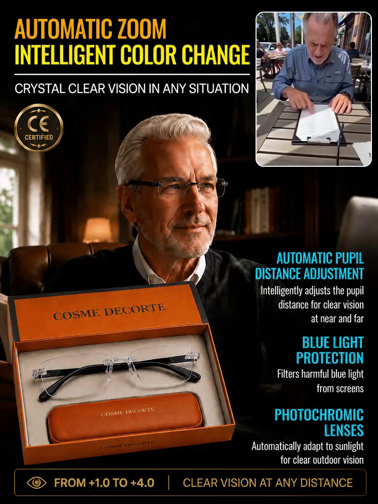 COSME DECORTE German Optical Precision 0.01s Auto-Focus Reading Glasses - Progressive 3-Zone Multifocal & Sun-Adaptive Blue Light Blocking Lenses - MIDNIGHT FLASH CLEARANCE SALE 🚨