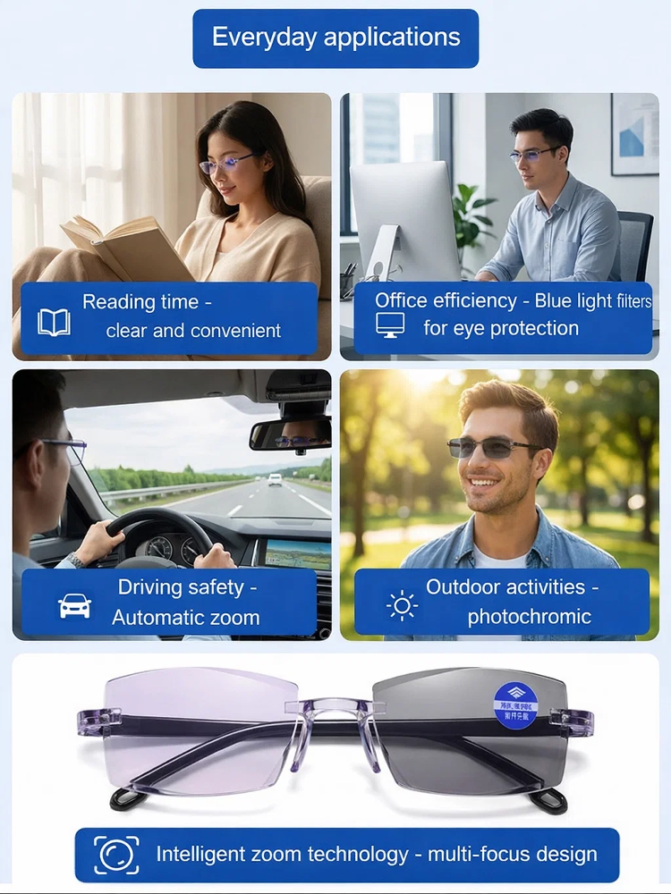 Buy 1 + 1 free ✨ Buy 2 + 2 free ✨[Vision Returns to 20 Years Old] Smart Zoom Comfort Reading Glasses🧠🔍 Smart Zoom glasses that think for themselves