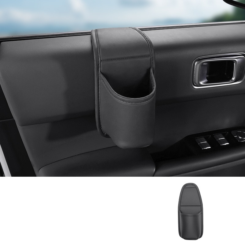 Anti-Wobble Premium Leather Car Door Storage Pocket & Cup Holder - Tested 80 MPH No-Noise Stability - Fits 30oz Tumblers & Phones Without Blocking Window Controls - Ultimate Drive Clear Clearance Sale