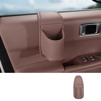 Anti-Wobble Premium Leather Car Door Storage Pocket & Cup Holder - Tested 80 MPH No-Noise Stability - Fits 30oz Tumblers & Phones Without Blocking Window Controls - Ultimate Drive Clear Clearance Sale
