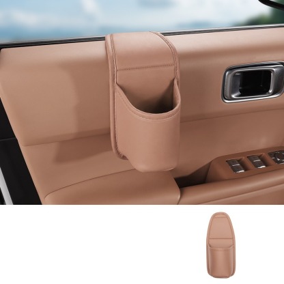 Anti-Wobble Premium Leather Car Door Storage Pocket & Cup Holder - Tested 80 MPH No-Noise Stability - Fits 30oz Tumblers & Phones Without Blocking Window Controls - Ultimate Drive Clear Clearance Sale