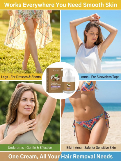 BOGO Special: Harness the Power of Nature for Flawless, Hair-Free Skin. Limited Time Offer! ☀️💎Goodbye Stubble & Redness! 4-Minute Coconut Infused Facial Hair Removal for Silky Smooth Skin 🥥✨