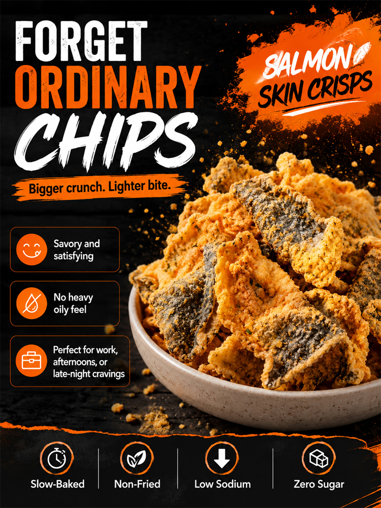 Wild-Caught Atlantic Salmon Skin Crisps with Salted Egg Yolk – 60% Marine Collagen & Keto Certified 2g Net Carbs – Michelin Chef Recipe (BUY 1 GET 1 FREE TODAY) 🐟