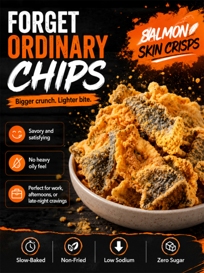 Wild-Caught Atlantic Salmon Skin Crisps with Salted Egg Yolk – 60% Marine Collagen & Keto Certified 2g Net Carbs – Michelin Chef Recipe (BUY 1 GET 1 FREE TODAY) 🐟