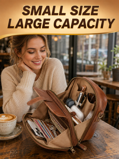 [Genuine Leather] 🛡️ Anti-Theft RFID Crossbody Bag with Built-in Wallet | Multi-Layer Large Capacity | Fits iPhone 14 Pro Max & iPad Mini ✨
