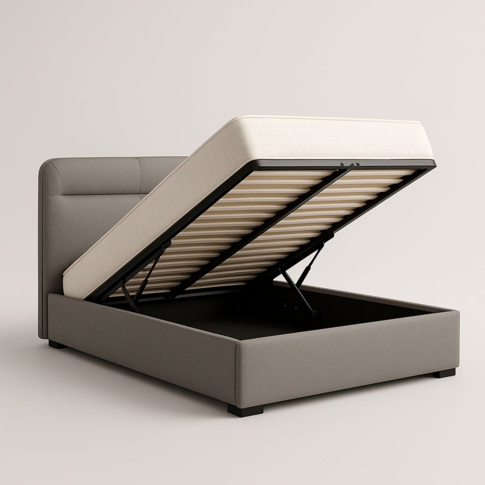 Letto Contenitore in Tessuto Grigio 200x160 cm