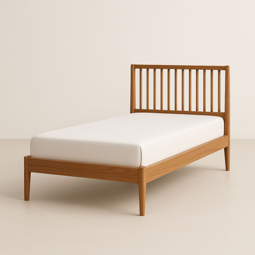 Letto Singolo in Legno Massello 200x90 cm Naturale